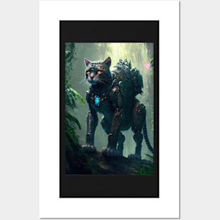 Cyborg cat in the jungle Posters and Art